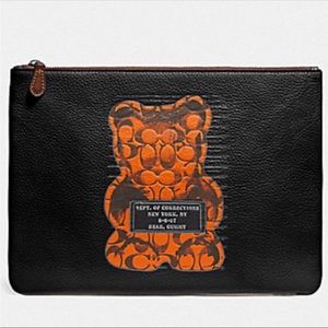 CUTE🧡🖤COACH Vandal Gummy Bear pouch makeup bag wallet iPad clutch *SUPER RARE